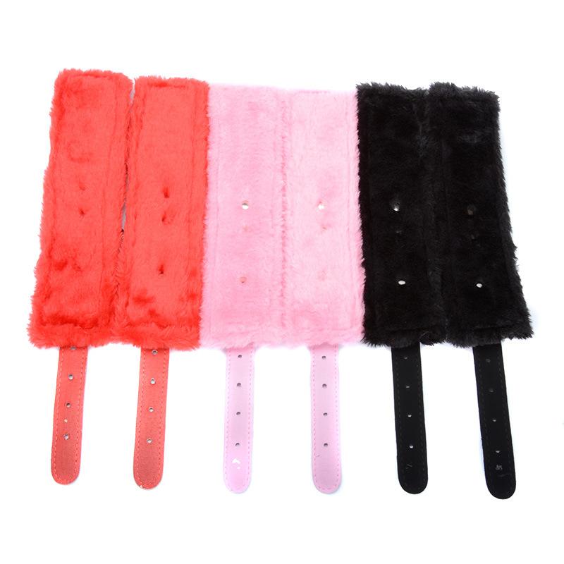Sexy Adjustable PU Leather Plush Hand Cuffs Ankle Cuff Restraints BDSM Bondage Sex Toy Sex Bondage Exotic Accessories for Women