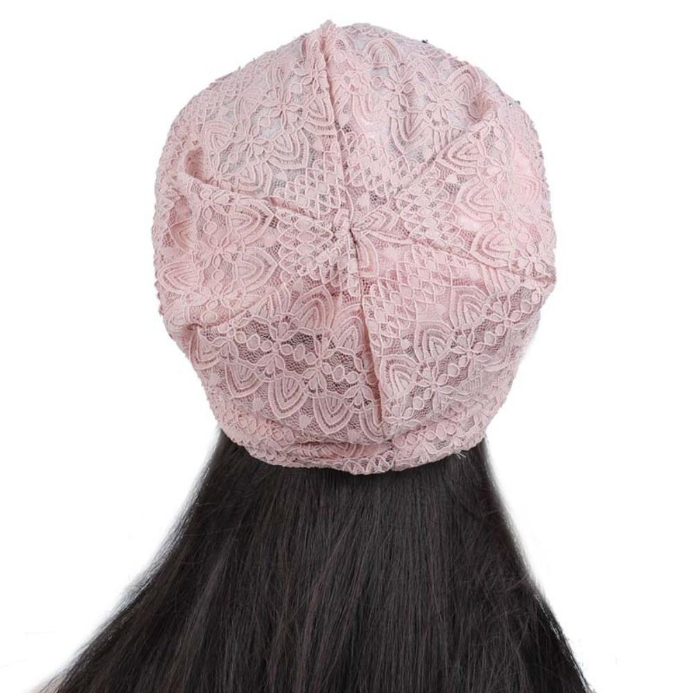 Soft Lace Beanie Hats Rhinestones Hijab Turban Cap Casual Warm Bonnet Caps  Autumn Spring