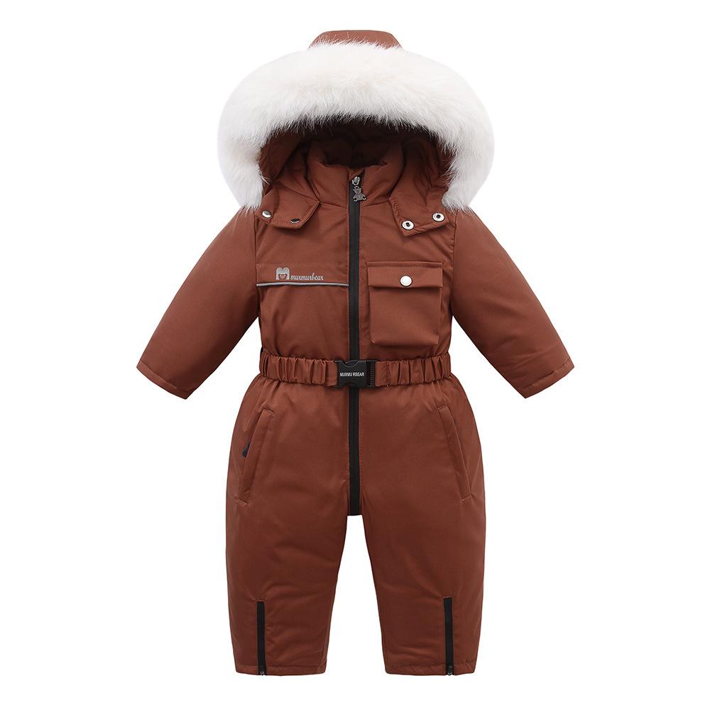 2024 Winter Fleece-Lined Hooded Ski Jumpsuit