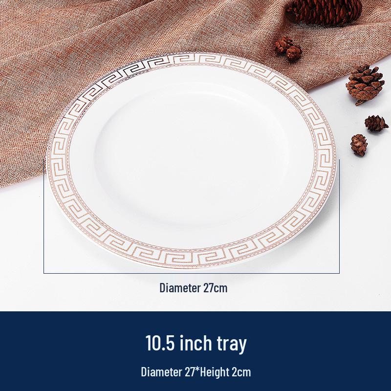 Set di Stoviglie in Ceramica di Lusso: Piatto, Ciotola, Cucchiaio e Tazza in Osso con Bordo Dorato - 4 Pezzi per Eleganza di Hotel e Ristorante