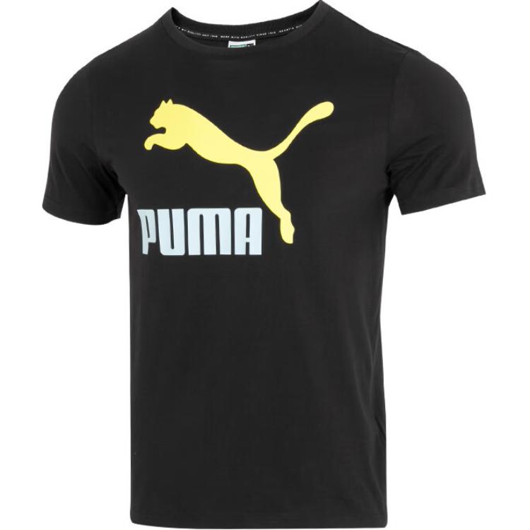 

PUMA SS24 Logo Print Crew Neck T-Shirt Men Tops Black 621980-74 L
