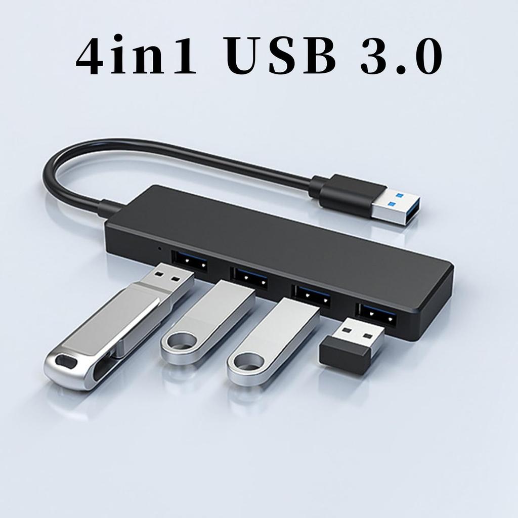 FineGood USB USB A 5Gbps Data Transfer Extension Lightweight and USB Hub Compatible with Ideal for Remote and Gaming 3.0 Hub, 4-Port High-Speed Cable,