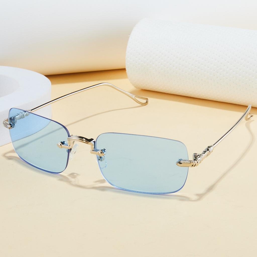 Men's Metal Frameless Sunglasses Square Frameless Sunglasses Retro Metal Sunglasses Trendy Street Pography Street Style