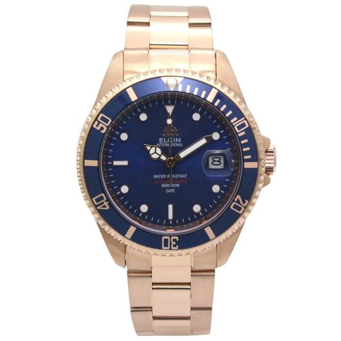 [Ergin] Automatic Diver Watch FK1405PG-BL Men s Pink Gold, Blue Dial
