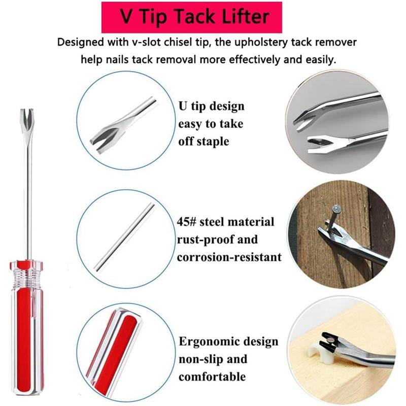 Nail Remover Tool With Staple Puller, Nail Puller Pliers Tack Remover 5Pcs Upholstery Staples Tool For Furniture Projects