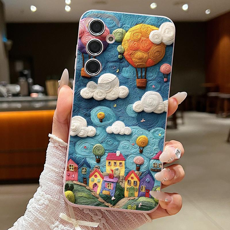 Case For Samsung Galaxy S25Edge S26 S24 S23 S22 Ultra S26 Plus S25 FE Mountain Landscape Pattern Leather Texture TPU Phone Cover