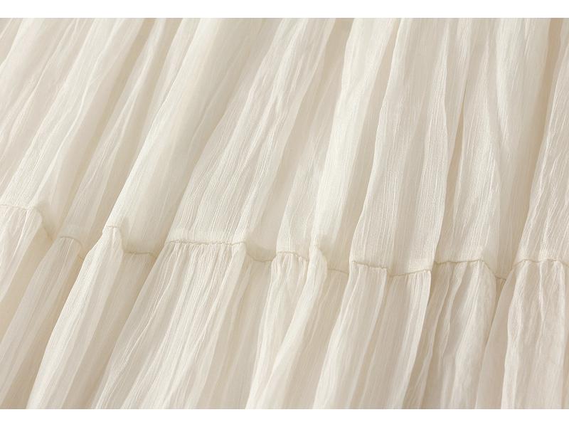 Summer Midi Flare High-Waist Mesh A-Line Pleated Skirt 9361