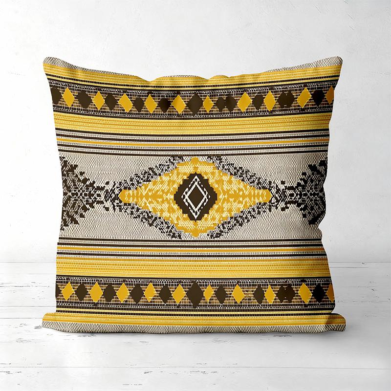 1 Pieces Yellow Brown Patterned Throw Pillow Decorative Cushions Polyester pillowcase, sofa  cushion cov Headboard Pillow