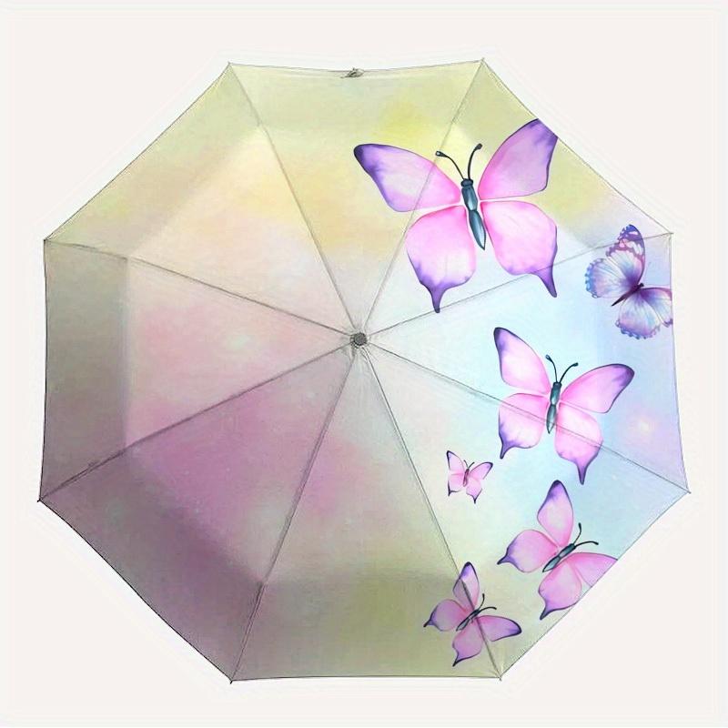 1pc Butterfly, Pastel Themed High-quality Umbrella,Automatic Opening and Closing Umbrella,Multi-functional Umbrella G0811333