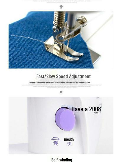 202 Electric Mini Desktop Sewing Machine with Micro Foot Pedal for Thick Fabrics