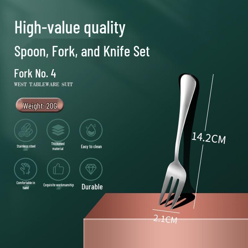 1010 Stainless Steel Western Cutlery Set: Knife, Fork, Spoon, Dessert & Coffee Spoon, Steak Knife.