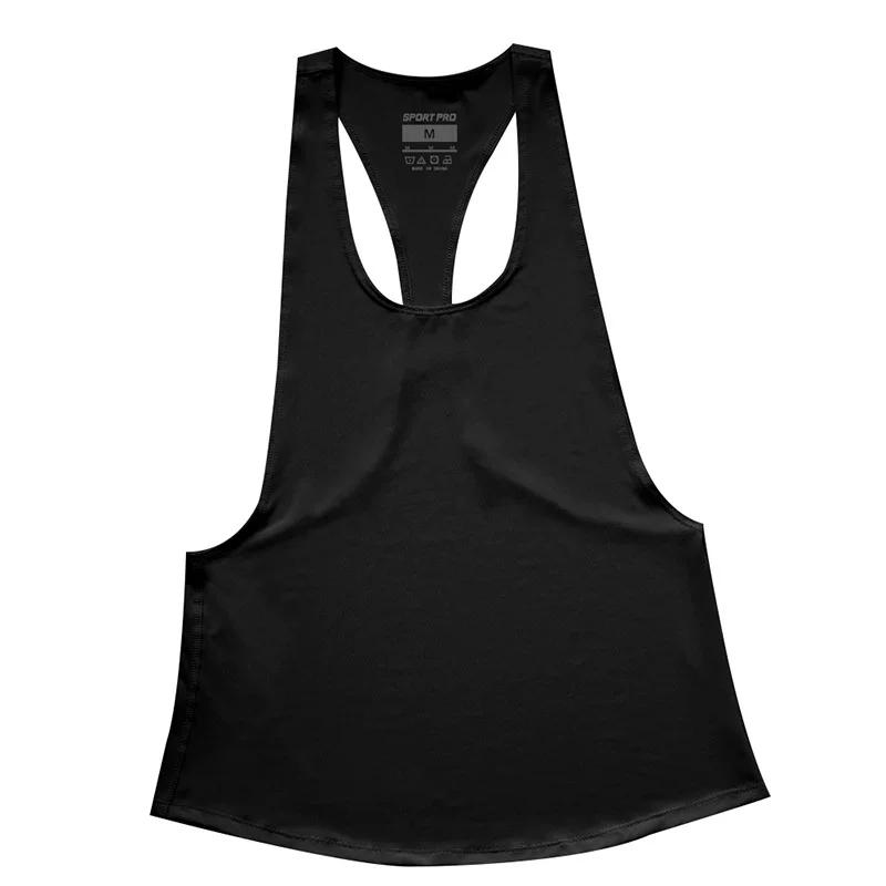 Men Low-Cut Sports Vest Fitness Men Loose Muscle Men Wait Lifting T-Shirt I-Shaped Split Waistcoat Gym