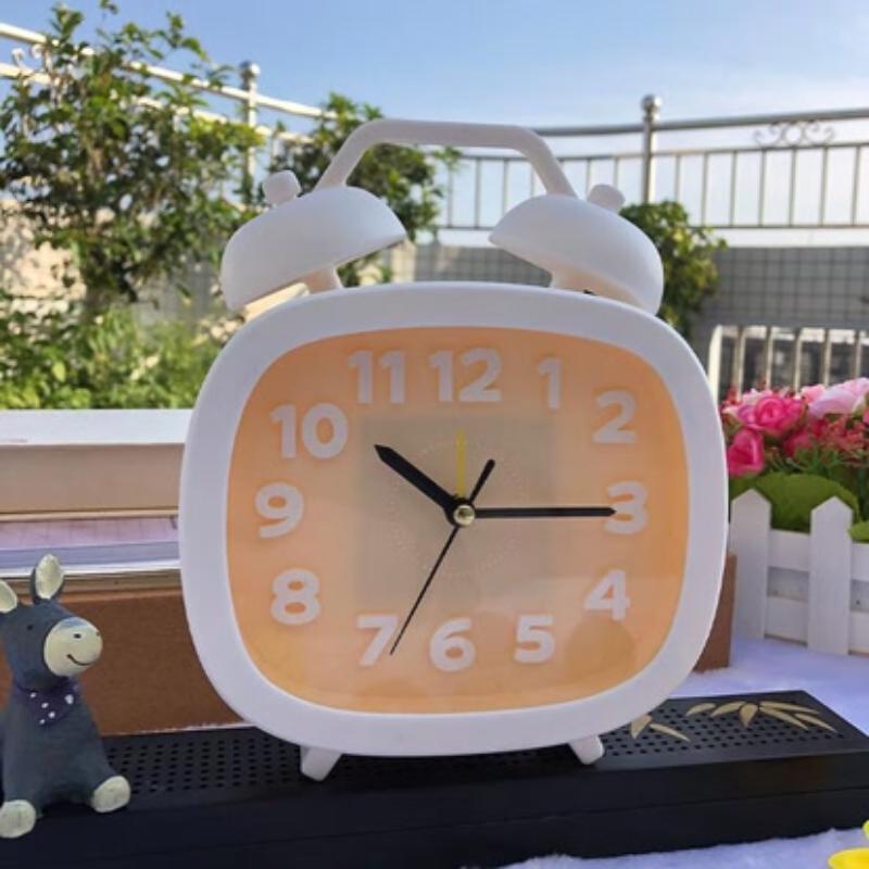 Ultra-quiet Lovely Table Desk Alarm Clock for Kids Children Boys Girls,Red/Yellow/White/Green/Pink