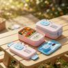 Animal Bento Box Plastic Lunch Box for Kids School Leakproof Microwavable Food Storage Containers with Compartments & Cutlery