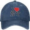 J'aime New York Casquette de baseball en denim Coton Lavé Réglable Unisexe Cool Casquette de papa Sports Extérieur Chapeau de cowboy Taille unique