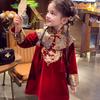 MIMIHELLO Girls' Chinese New Year Hanfu Velvet Dress