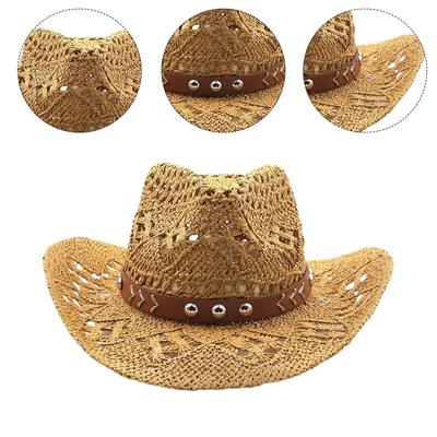 Vacation Cowboy Hat Adornment Straw Hat Beach Panama Hat for Club Carnivals Music Festival Cool Disco Party