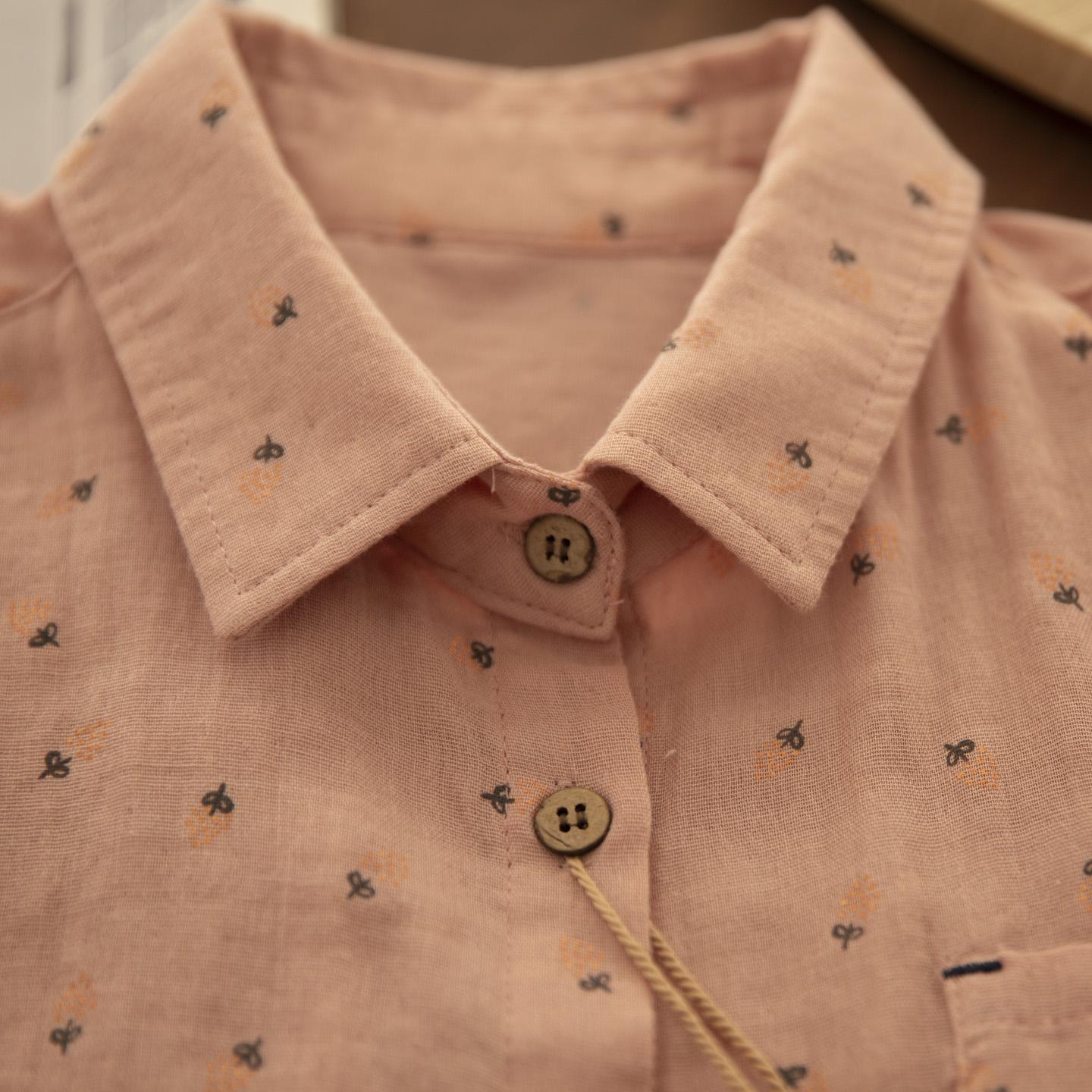 

Yuetang Spring Floral Japanese Pastoral Gauze Cotton Women s Long Sleeve Shirt One Size рожевий