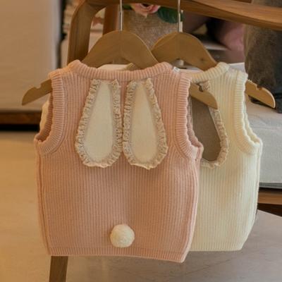 Kinder Mädchen Strickweste Frühling Herbst Kleidung Kleinkind Niedlicher Hase Schleife Strickjacke Weste Kinder Freizeitkleidung Top 1-5J