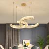 Round Stainless Steel Crystal Chandelier Modern Living Room Kitchen Island Hanging Lamp Creative C-Shaped Dining Room Chandelier