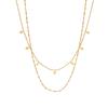 Collier Classique Minimaliste Double Rangée à Pampilles - Acier Inoxydable Plaqué Or 18K avec Chaîne à Paillettes et Perles