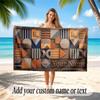Abstract Geometric Theme Soft Beach Towel Personalized Custom Name Text Towel Portable for Beach Pool Travel