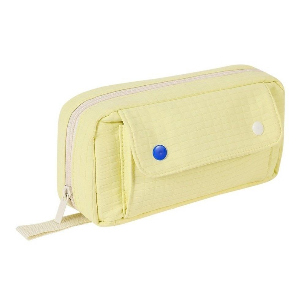 Large Capacity Pencil Case Polyester Multiple Layers Stationery Bag with Zipper Solid Color Storage Bag Stationery Storage
