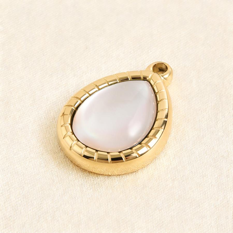 3pcs Gold/Silver Color PVD Metal Charms White Shell Stainless Steel Pendants For Jewelry Making Supplies Rhinestone DIY Pendant