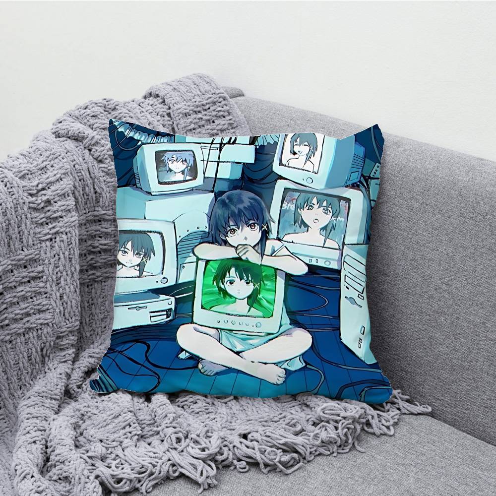 S-Serial Experiments Lain Pillowcases Bedroom Living Room Sofa Home Decor Polyester Cushion Cover with Zipper