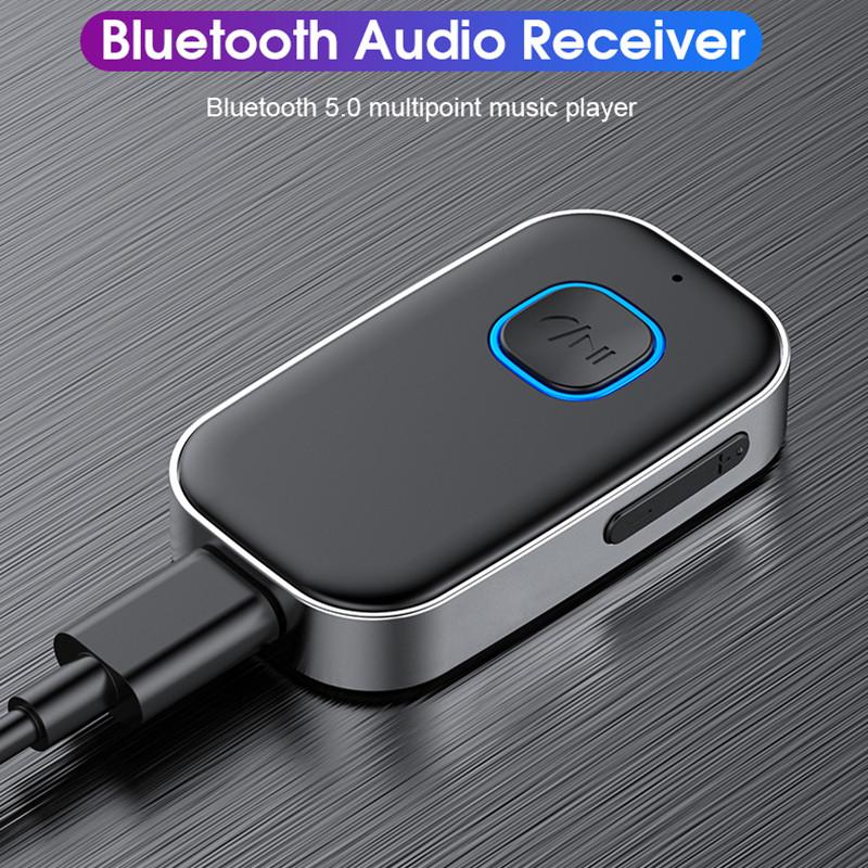 

J22 Wireless Car Bluetooth-compatible Adapter Built-in Microphone Hands-free Call Audio Receiver with 3.5mm AUX Port Type A