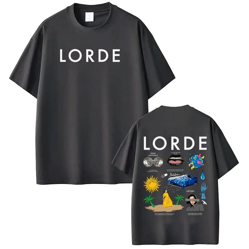 Lorde Ultrasound World Tour 2026 Maglietta Stampata Unisex Moda Donna Maglietta Casual Puro Cotone Estetica T-shirt alla Moda Regali per Fan
