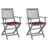 Day and Night - Day and Night Folding Garden Chairs 2 Pcs Cushions Solid Acacia Wood