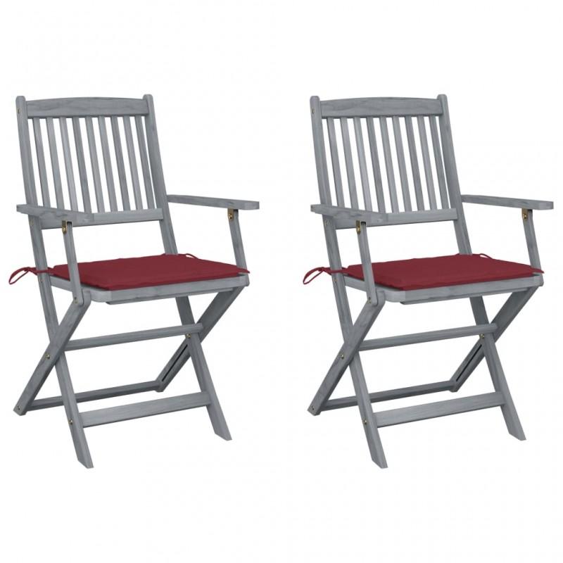 Day and Night - Day and Night Folding Garden Chairs 2 Pcs Cushions Solid Acacia Wood