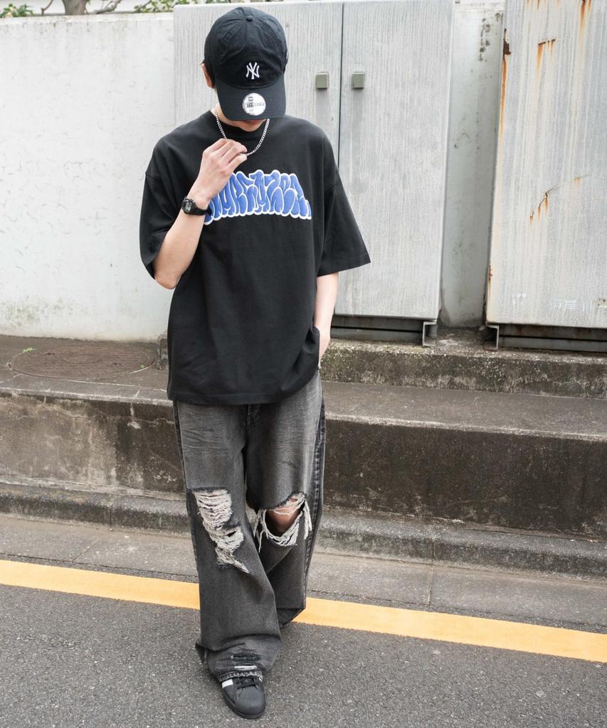 WEGO Unisex Short Sleeve Set with Accessory Oversized Size Black 2-Piece T-Shirt Graphics, Silhouette, Streetwear, Casual, Gift, Spring, Summer, Fall,