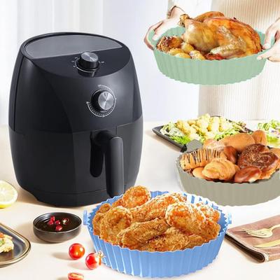 Air Fryer Liner Silicone Baking Tray Non-Stick Reusable Cake Pan Pizza Plates Round Air Fryer Basket for Cakes Cookies Fried Chicken