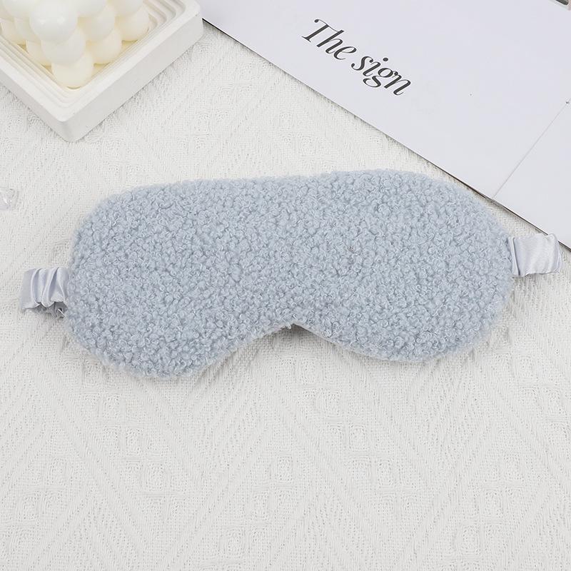 Plush Eye Mask with Elastic Band, Ear-Friendly, Lamb Wool, Solid Color, High-Style Silk Imitation for Napping.