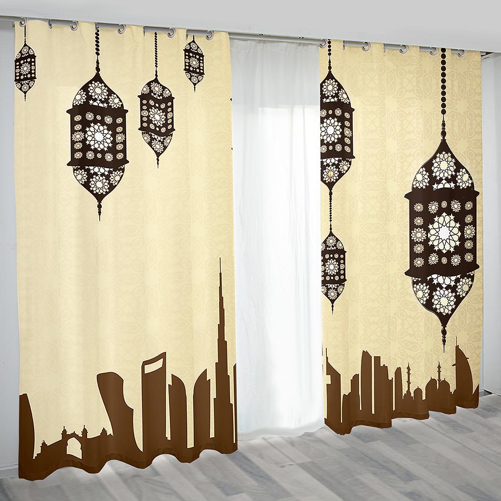 3d Eid Mubarak Ramadan Lslamic Muslim Kareem Boho 2 Panels Free Shipping Slim Drape Windowpane Drape for Livingroom Space Bedchamber Decoration