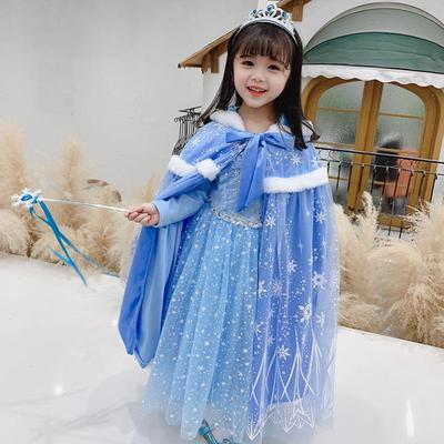 Mantello Invernale da Bambina Elsa Principessa con Fodera in Pile