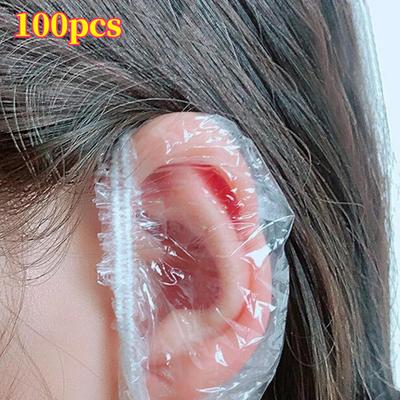 Transparent Waterproof Disposable Hair Earmuffs for Hair Dye Protection - 100 Pieces