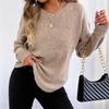 Women's Bouclé Knit Pullover - European & American Fashion, Round Neck Sweater