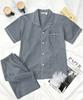 [May Flower] Classic Grey Short Sleeve Pure Cotton Men's Big Size Pajamas Set [Shipped from Korea] 100% Authentic