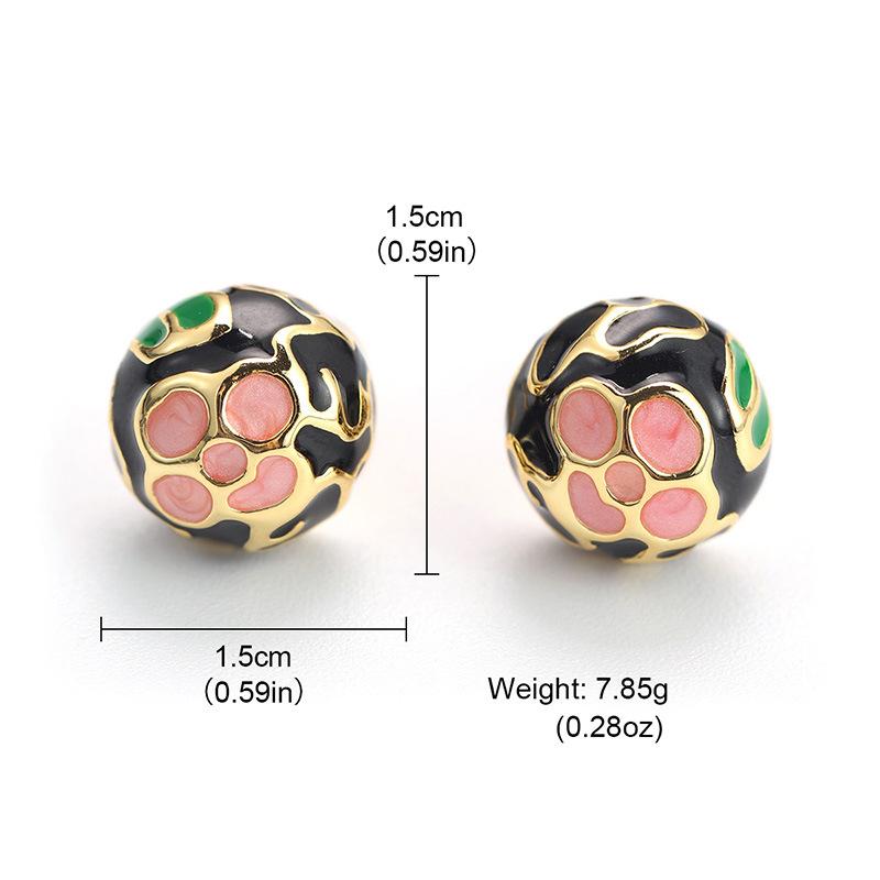 Средневековые винтажные серьги-гвоздики с эмалью в виде капающего цветка, новые китайские масляные картины, полусфера, высококачественные серьги-гвоздики