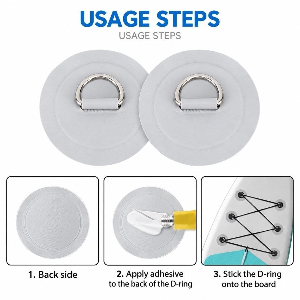 4PCS Round D Ring Patch 3.1 Inch Kayak D Ring for Surfboard Stand Up Paddleboard