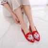 [Zixuan] 2024 spring and summer new embroidered Tang Han Chinese style retro pointed low heel embroidered cloth shoes women's single shoes