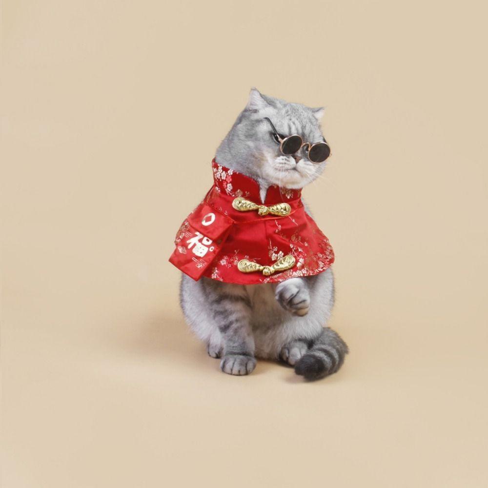 Tang Dynasty Dress Costume Pet Collar New Year Pet Dress Up Cat Vest Cat Cloak Pet Coat Cat Cape