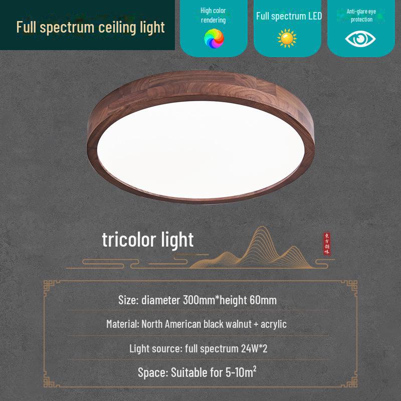 

Потолочный светильник из североамериканского черного ореха: Современный китайский стиль ультратонкий массив дерева для гостиной и главной спальни Eye Protection Light Source - Tricolor Change
