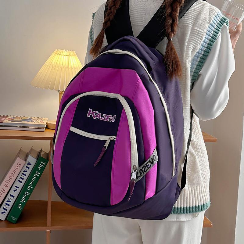 New casual simple contrasting color college student schoolbag large capacity travel backpack
