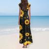 Boho Dress For Women Casual Loose Fit Summer Sundress Floral Print Dress With Pocket