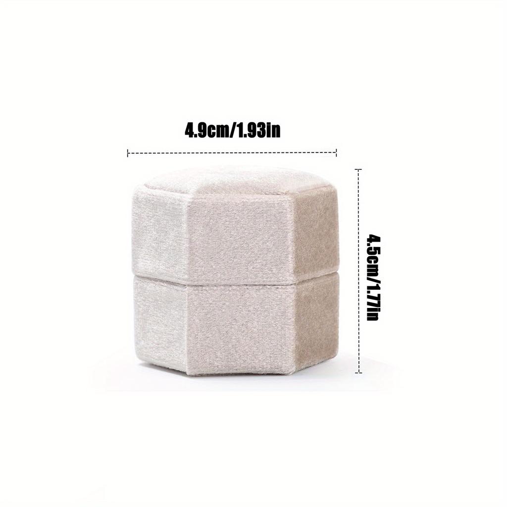 1 Piece Velvet Ring Box - Vintage Hexagonal Fine Jewellery Display Stand Gift Box with Removable Lid for Wedding Proposal (1 Slot)