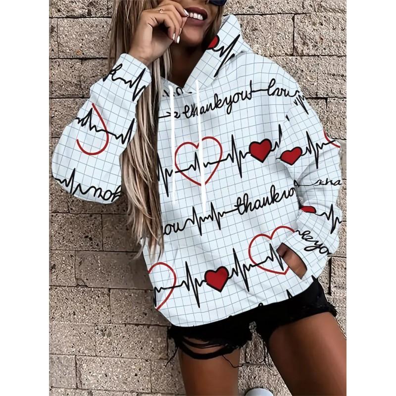 Womens Oversized Hooded Sweatshirt With Botanical Cartoon Print Loose Fit Comfortable Casual Top 2025